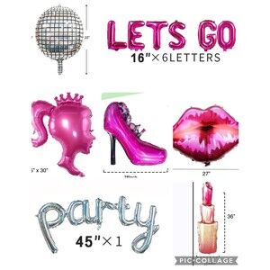 Bachelorette Decorations 7  Lg Balloons Disco Ball Lips Shoe Lipstick Spa Party